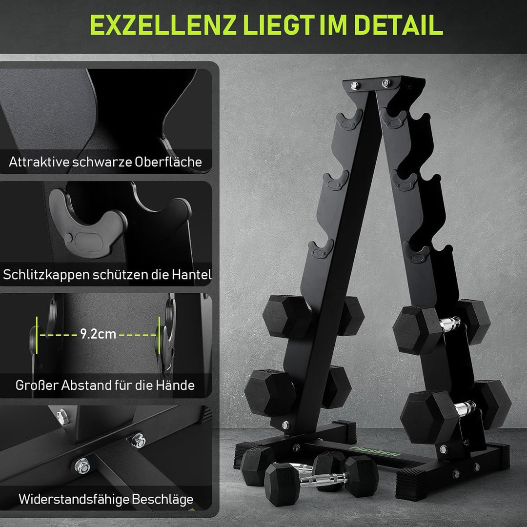 PhysKcal Kurzhantel Rack,Hantelablage für Kurzhanteln, Strapazierfähiger Stah,250kg/300kg Belastbark