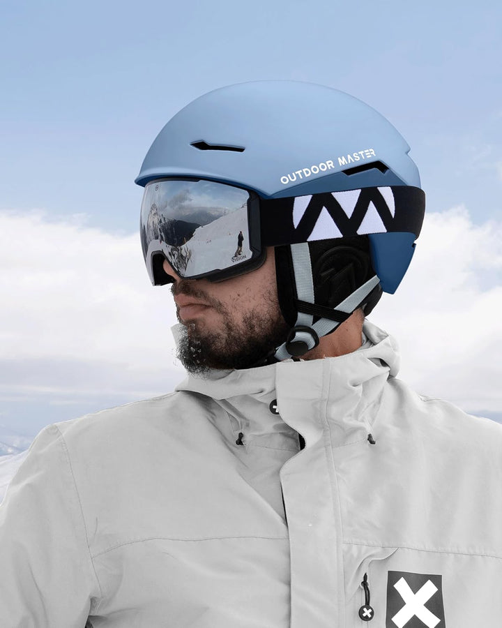 OutdoorMaster ELK MIPS Skihelm - Schneesporthelm Snowboardhelm für Männer Frauen & Jugend Blau Crash