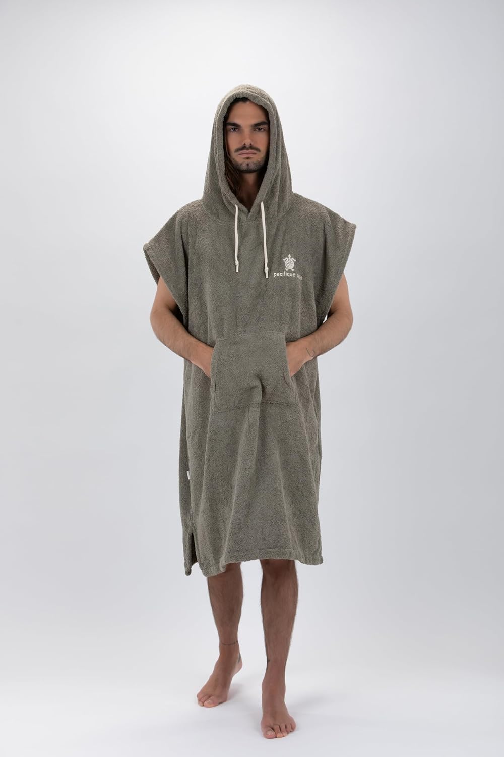 Pacifique Sud - Poncho Grün ärmelloser Poncho - Large - 100% Baumwolle Premium - Made in Portugal