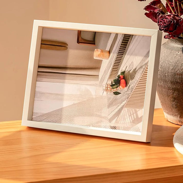 2 Stück Tiefer Bilderrahmen zum Befüllen 25x25cm, 3D Objektrahmen Weiss 5cm Innenabstand, Moderner F