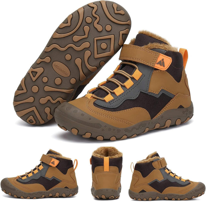 Mishansha Kinder Winterschuhe Gefüttert Winterstiefel für Jungen Mädchen Gr.24-38 27 EU Braun Schwar