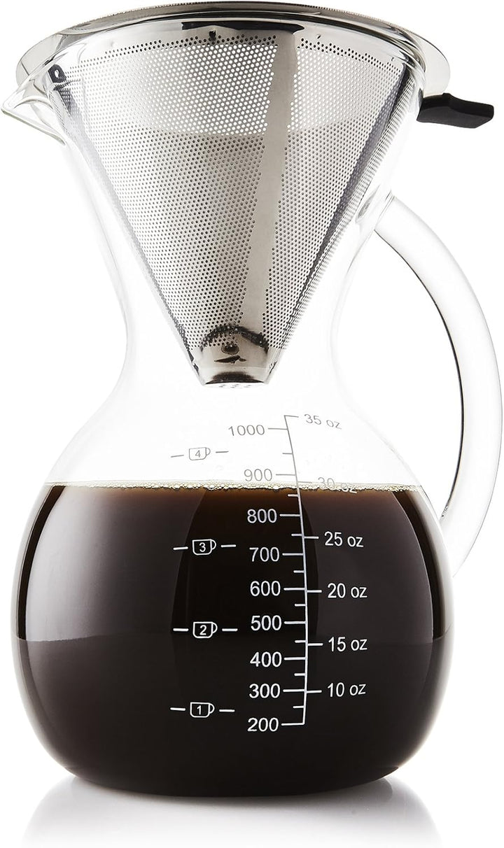 Apace Living SultryBrew Pour Over Kaffeebereiter 1L inkl. Kaffeeschaufel und Korkdeckel Eleganter Ha