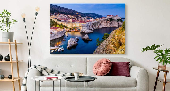 Muralo Bilder Meer 90 x 60cm Bild auf Leinwand Wandbild Kroatien Dubrownik Zimmer Deko Leinwandbilde