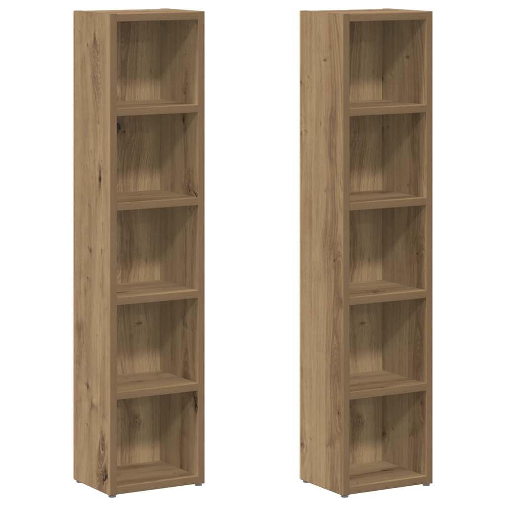 vidaXL CD-Regale 2 STK. Artisan-Eiche 21x16x93,5 cm Holzwerkstoff, CD-Schrank, CD-Ablage, Standregal