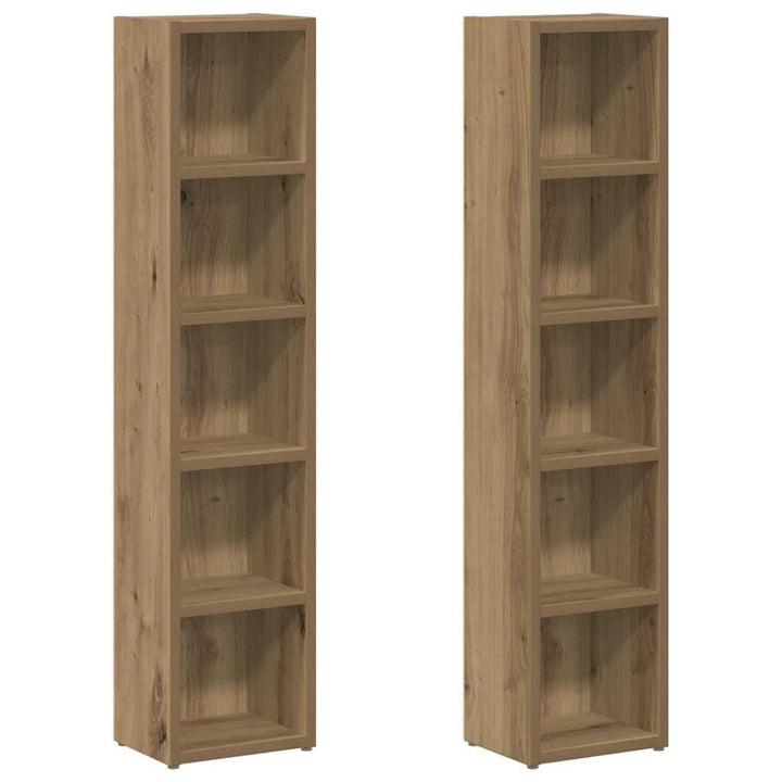 vidaXL CD-Regale 2 STK. Artisan-Eiche 21x16x93,5 cm Holzwerkstoff, CD-Schrank, CD-Ablage, Standregal