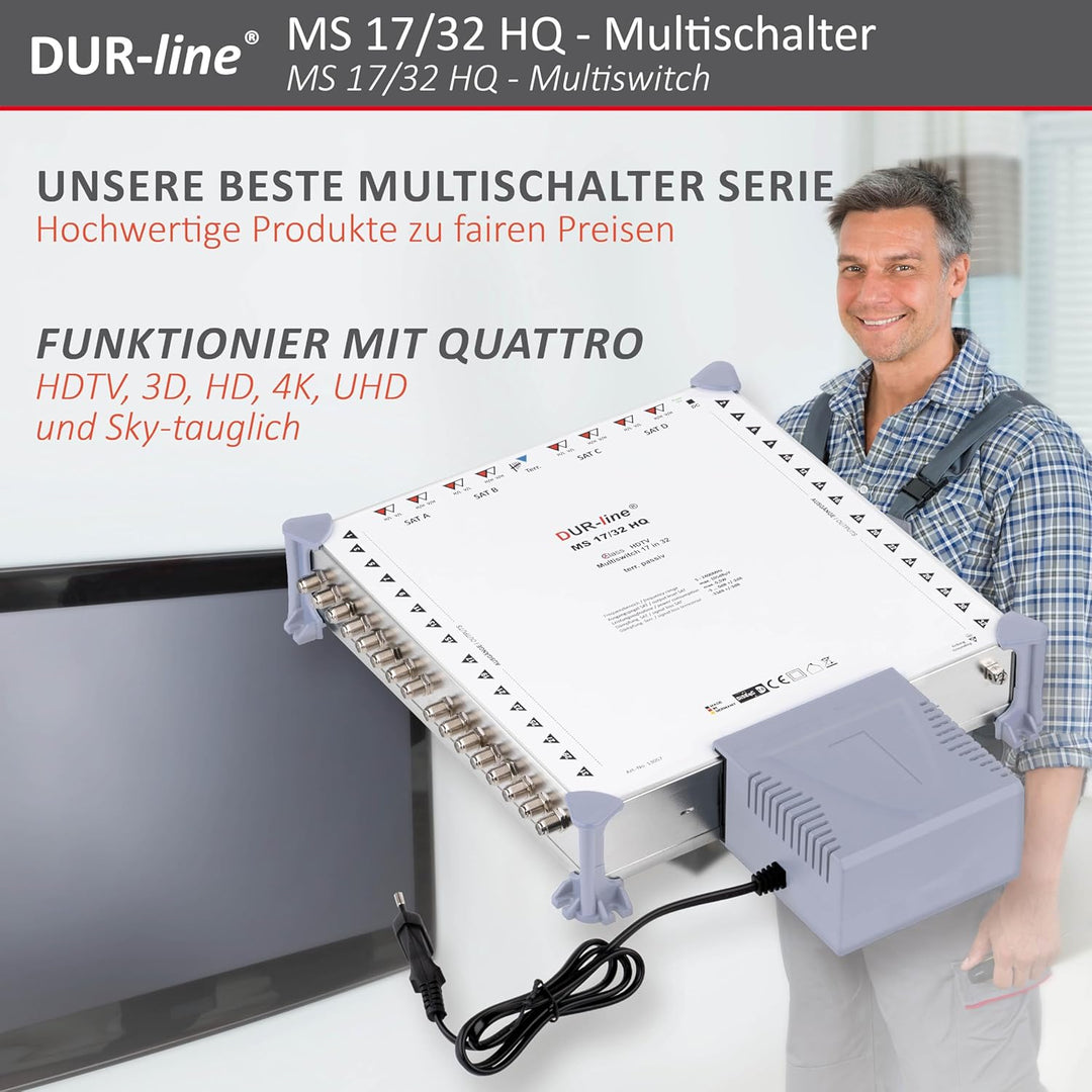 DUR-line MS 17/32 HQ - Multischalter - Made in Germany - SAT Multischalter für 32 Teilnehmer/TV - st