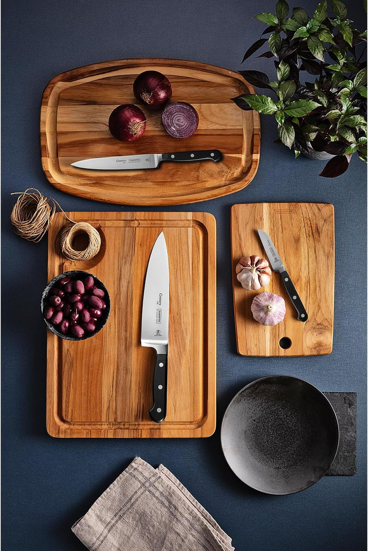 Tramontina Messerset CENTURY, 3-teilig, Edelstahl DIN 1.4110, schwarz, rostfrei, Century
