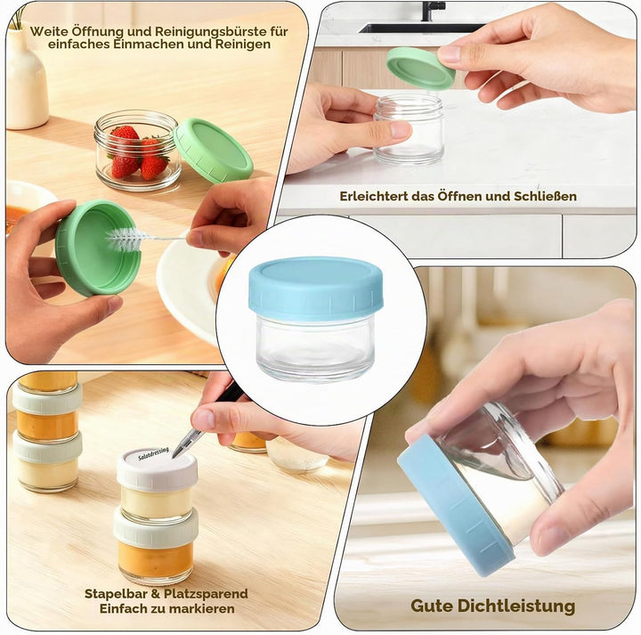 12 Stück Einfrieren Behälter Glas 50ml Wiederverwendbarer