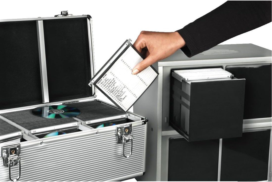MediaRange Archivierungskoffer für 500 Discs, Aluminium-Optik, mit Einhängetaschen, Silber Bundle mi