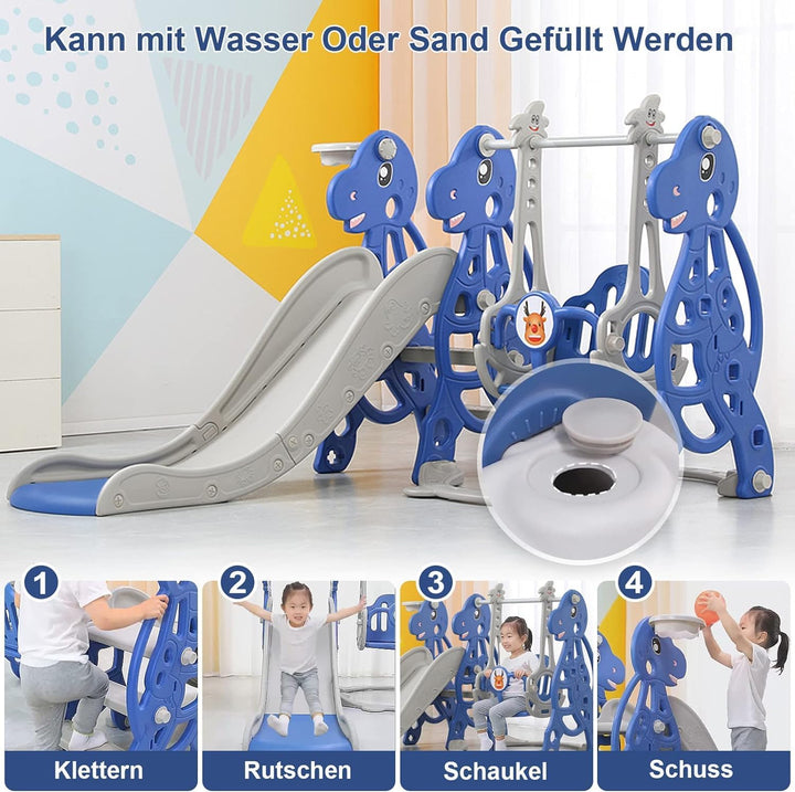 LARS360 4-in-1 Kinder Spielplatz, Spielzeugrutsche mit Kletterleiter, Multifunktionales Spielplatzse
