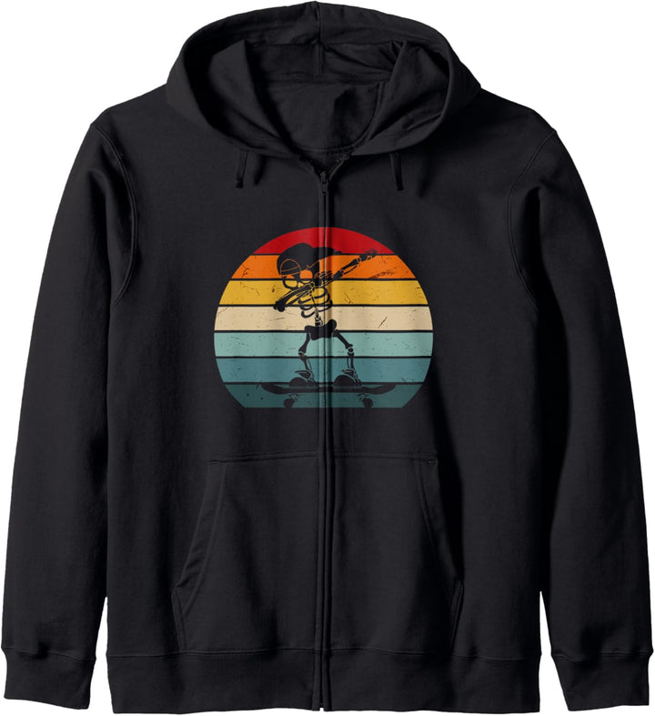 Vintage Dabbing Skateboarder Skelett Skater Skateboarding Kapuzenjacke
