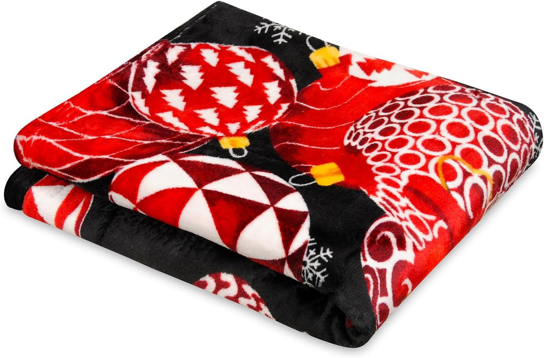 Kuscheldecke Weihnachtsdecke Christbaumkugeln 220x200 cm Christmas Winterdecke flauschig warme Tages