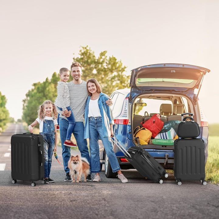 LALAHO Kofferset 3/4 teilig, Reisekoffer Set mit Kosmetikkoffer, Hartschalen Koffer Set aus ABS, Gep