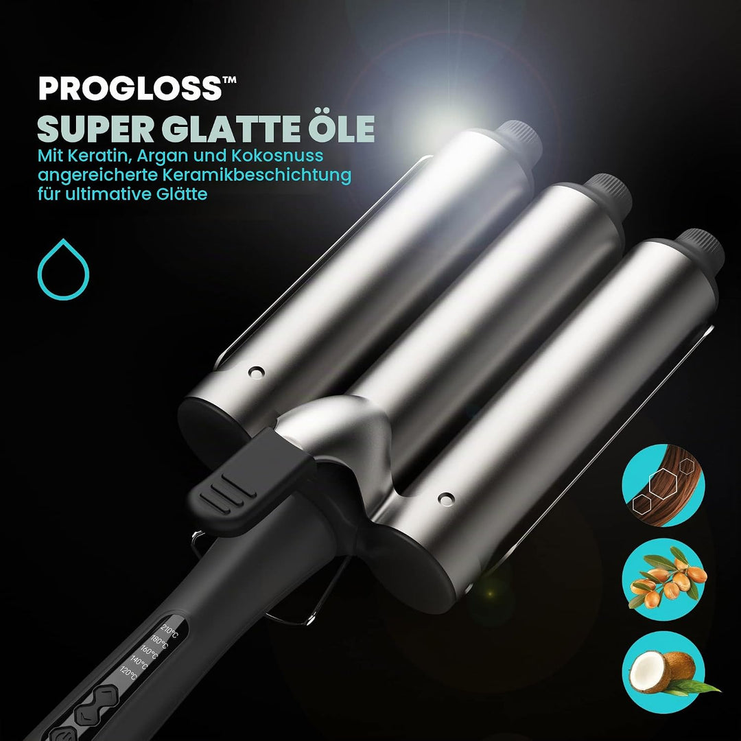 Revamp Progloss Boho Beach Waver XL – 38-mm-Waver mit 3 Fässern für geschmeidige, grosse Beach-Welle