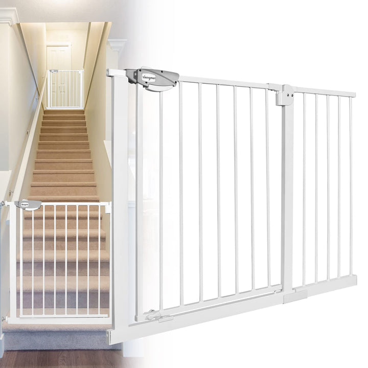 JOIEYOU Treppenschutzgitter ohne Bohren, 105-115 cm Türschutzgitter Treppengitter für Kinder und Hau
