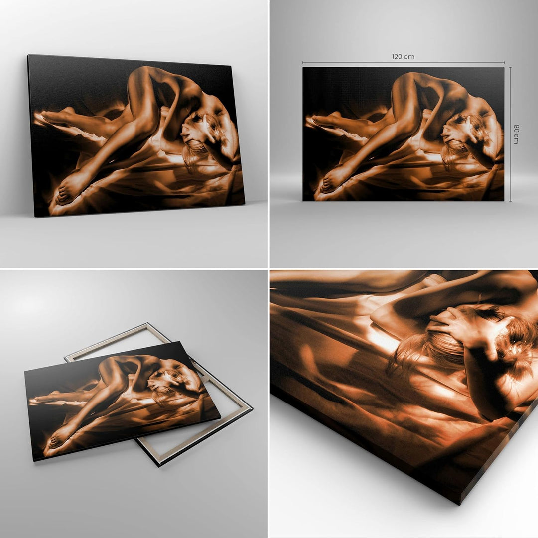 ARTTOR Leinwandbild 120x80cm Wandbilder Menschen - 0349 | Modell Frau Akt Gross XXL Deko Dekoration
