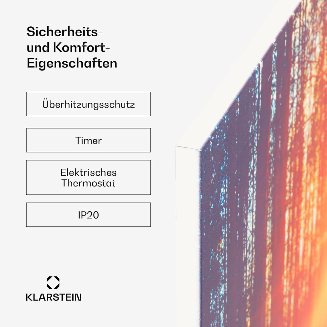 Klarstein Infrarotheizung mit Thermostat, 720W Elektroheizung, Bild-Infrarotheizung zur Wandmontage,