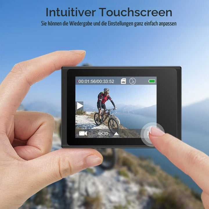 AKASO Action Cam 4K30FPS 20MP WiFi Actionkamera mit Touchscreen EIS 4X Zoom Fernbedienung 40m Unterw