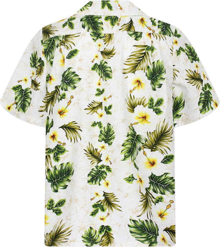 KY‘s | Original Hawaiihemd | Herren | S - 8XL | Kurzarm | Front-Tasche | Hawaii-Print | Hibiskus Blu