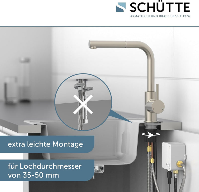 SCHÜTTE 99705 VITAL Sensor-Spültischarmatur Küche, Küchenarmatur mit ausziehbarer Brause, automatisc