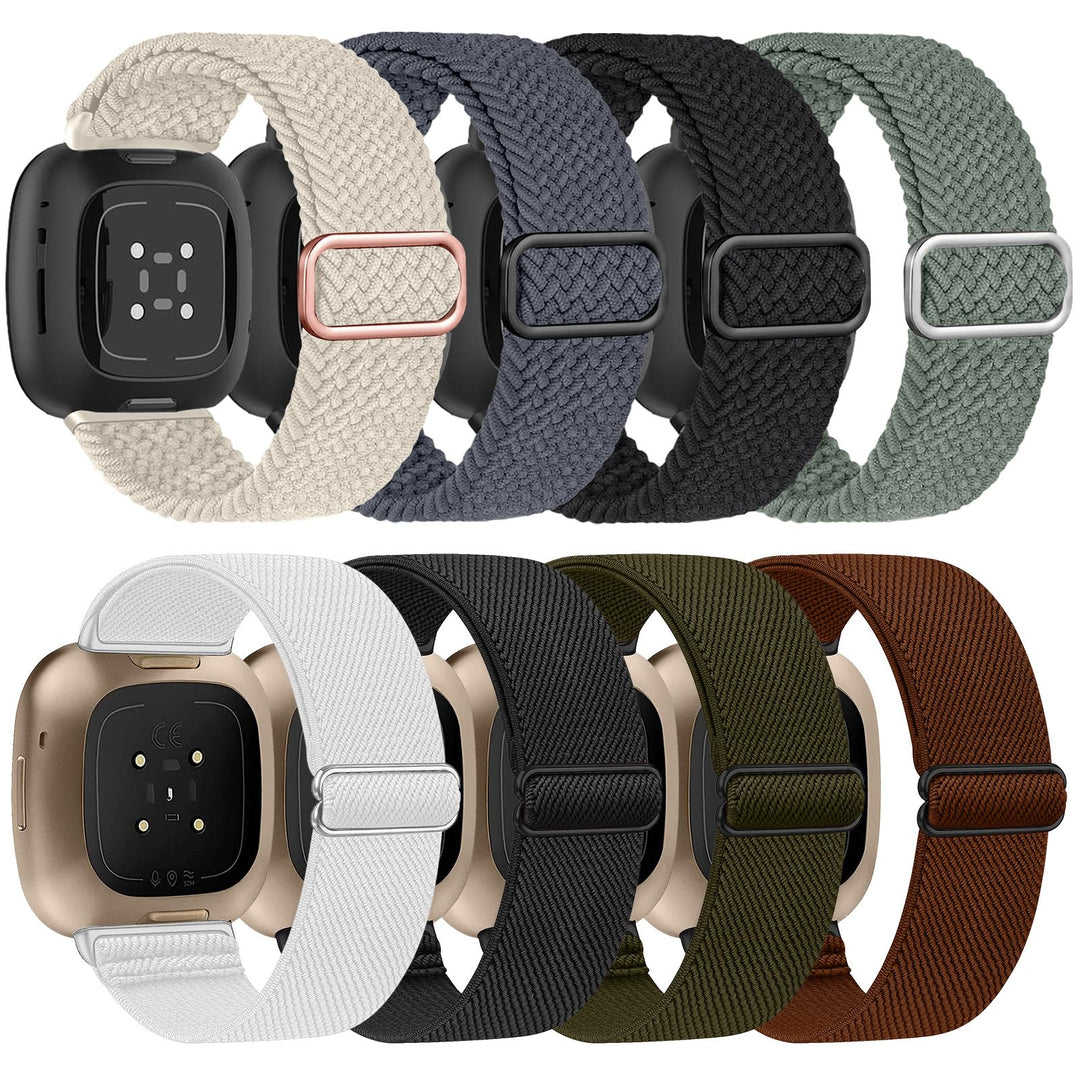 Zspoly 4 Stück Stretch Nylon Armbänder, Kompatibel mit Fitbit Versa 4/Fitbit Versa 3 Armbänder/Fitbi