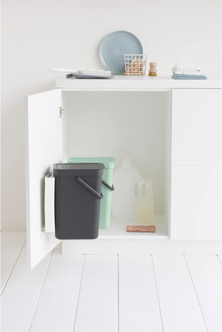 Brabantia Sort and Go Einbaubehälter, 2 x 12 l, Jadegrün/Grau