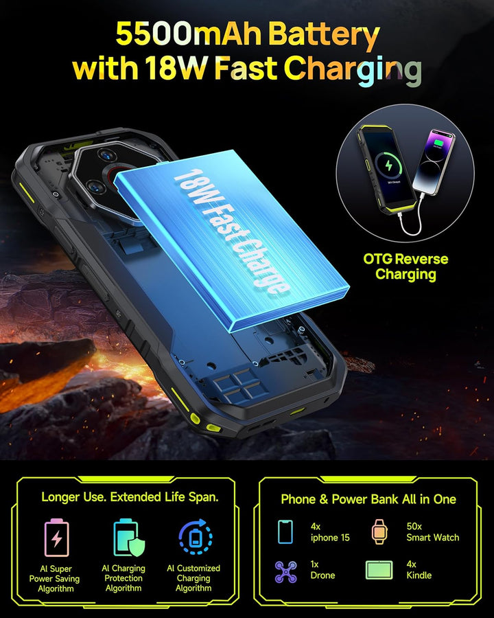 Ulefone Armor X32 Outdoor Smartphone 2025, MTK G91 48MP+20MP Nachtsicht 12GB+128GB/2TB SD 5,65" Corn