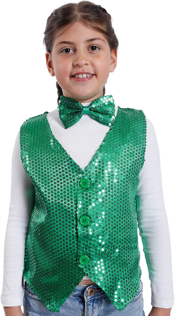 Carnavalife Paillettenweste für Jungen und Mädchen, Hip-Hop-Weste, Kostüm für Kinder, Party, Tanz, A