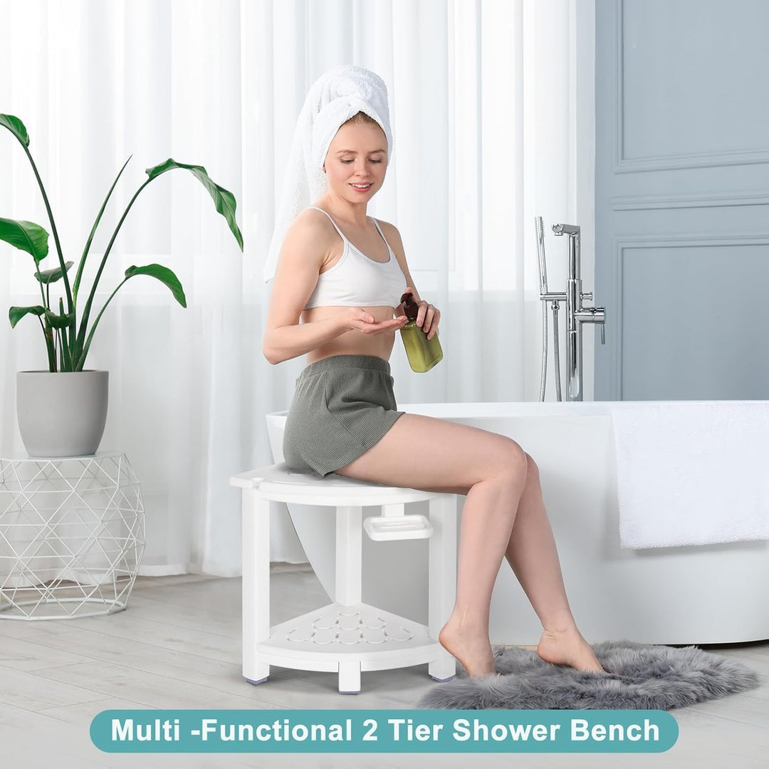 NALONE Duschhocker, HDPE Badhocker modern Design 2-Tier badezimmerhocker mit rutschfesten Fusspolste