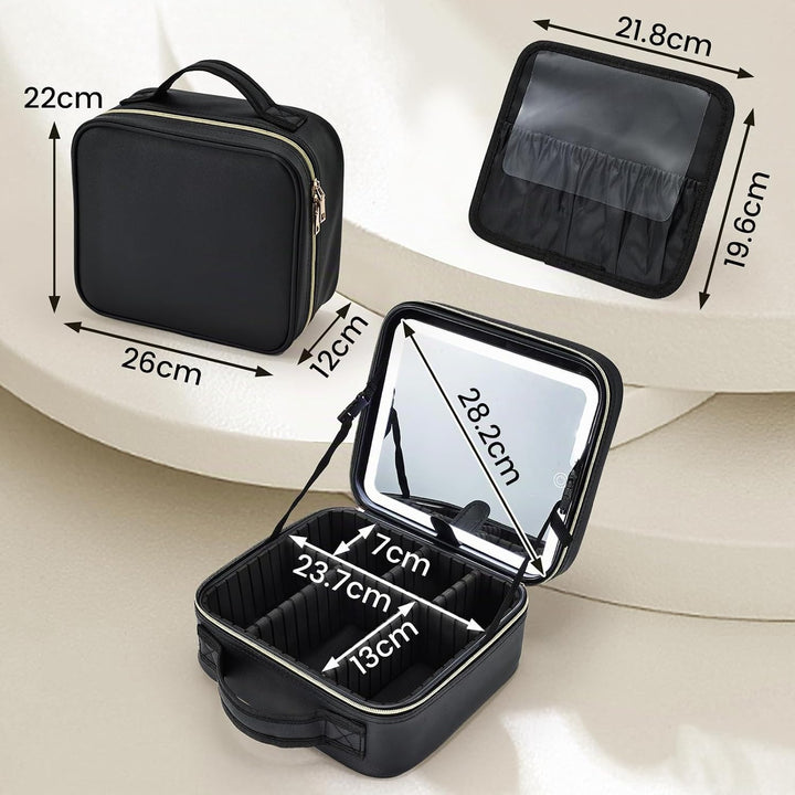 Kosmetikkoffer mit Beleuchtetem Spiegel Schminktasche Make up Tasche Make up Koffer Reise Kosmetikta
