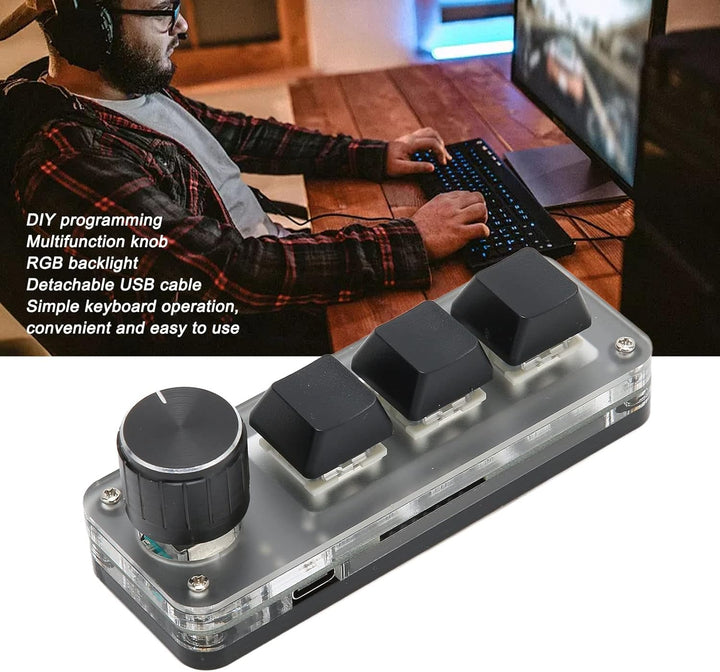 Dpofirs OSU Keypad Gaming Tastatur, 3 Tasten Hot Swap Spieletastaturen Mechanische USB RGB Tastatur