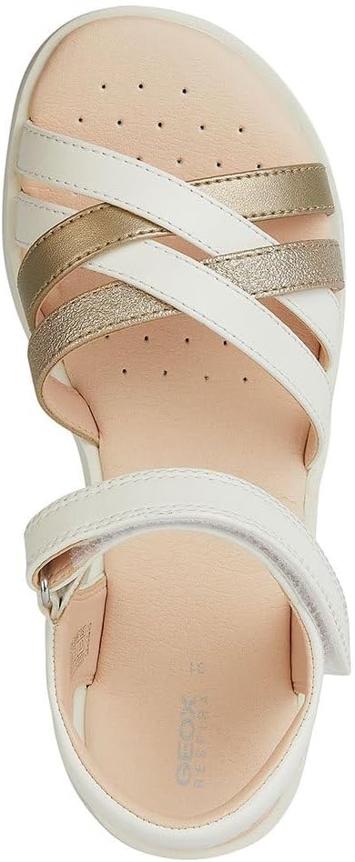 Geox Mädchen J Coralie Gir Sandal 29 EU White Platinum, 29 EU White Platinum
