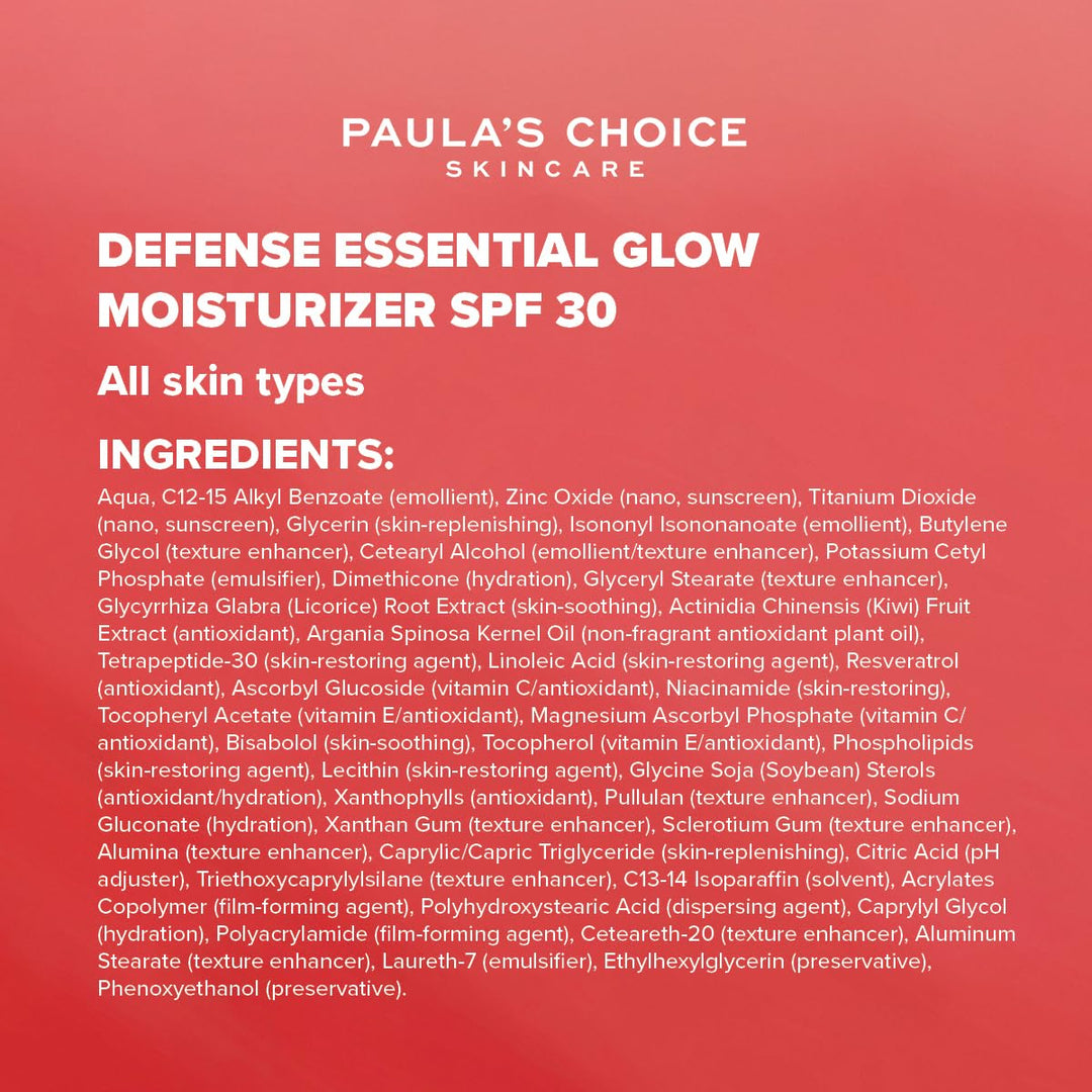 Paula's Choice DEFENSE Essential Glow Tagescreme LSF 30 - Mineralische Sonnencreme Gesicht - Anti Fa