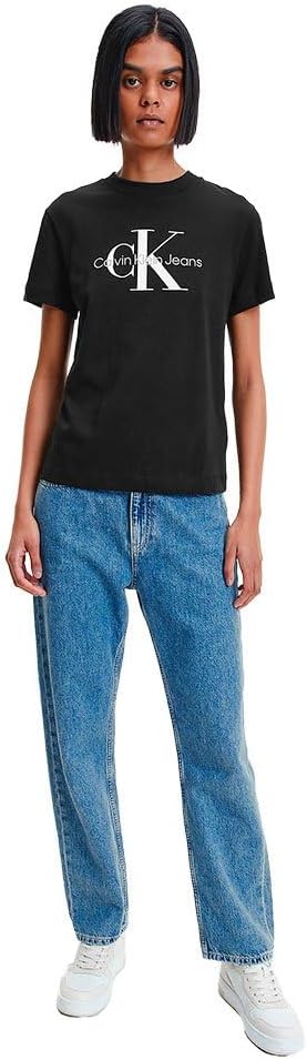 Calvin Klein Damen Kurzarm T-Shirts, Schwarz (Ck Black)