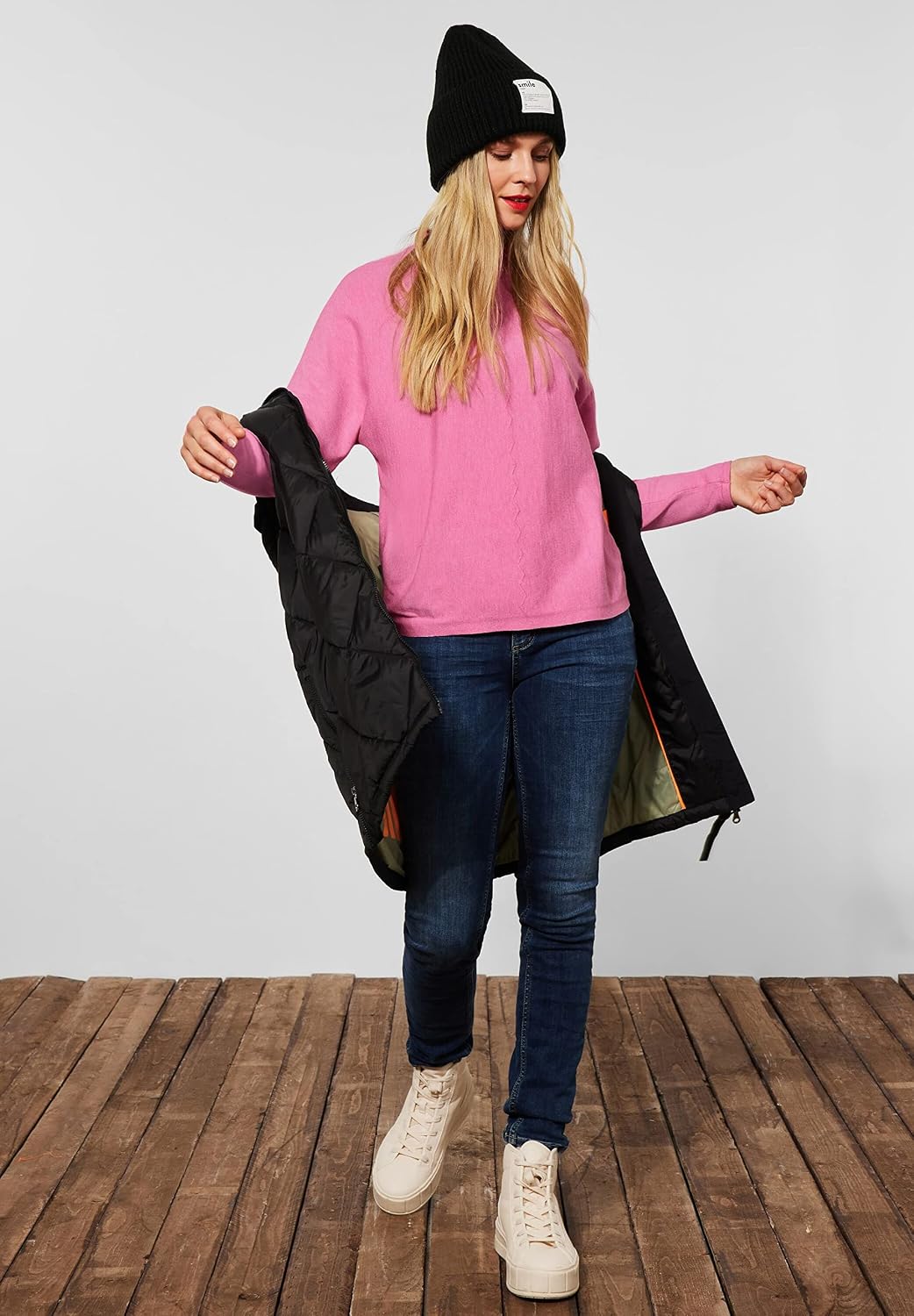STREET ONE Damen Strickpullover 40 Pink Crush Melange, 40 Pink Crush Melange