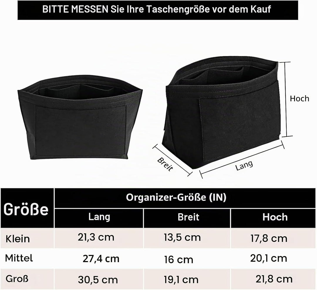 LOUKAYCCI Filz-Geldbörsen-Organizer-Einsatz für Longchamp Le Pliage L Handtascheneinsatz (gross, sch