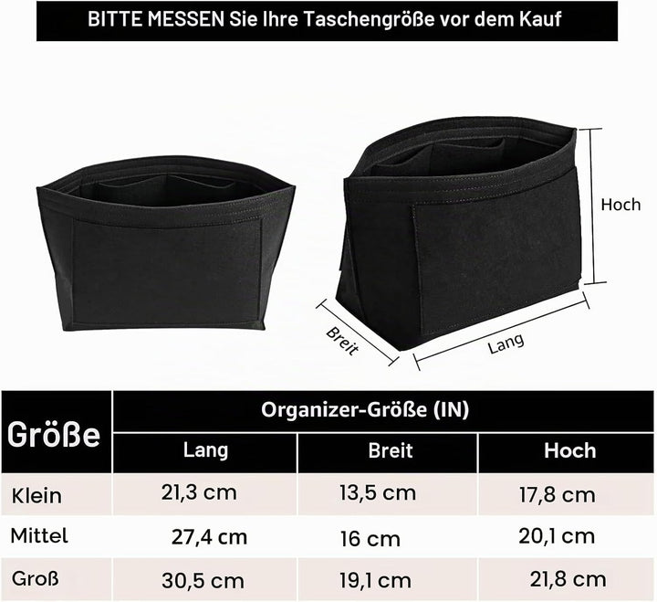 LOUKAYCCI Filz-Geldbörsen-Organizer-Einsatz für Longchamp Le Pliage L Handtascheneinsatz (gross, sch