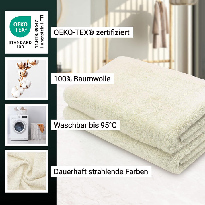 ZOLLNER 2er Set Duschtücher - weiche und saugstarke Handtücher - waschbar bis 95°C - Baumwolle - 70x