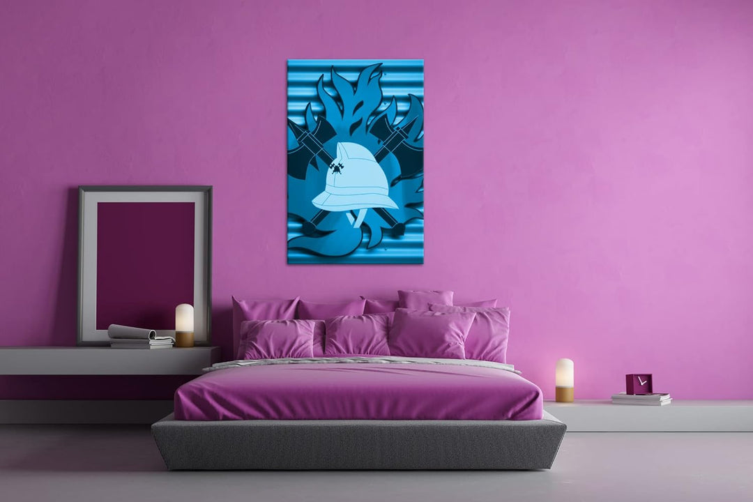deyoli Feuerwehrmotiv Format: 80x60 Effekt: Monocrome Blau als Leinwandbild, Motiv fertig gerahmt au