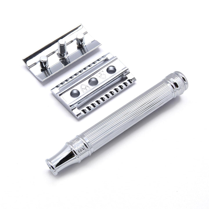 Edwin Jagger Chrome Lined Double Edge Razor - Long Handle by Edwin Jagger