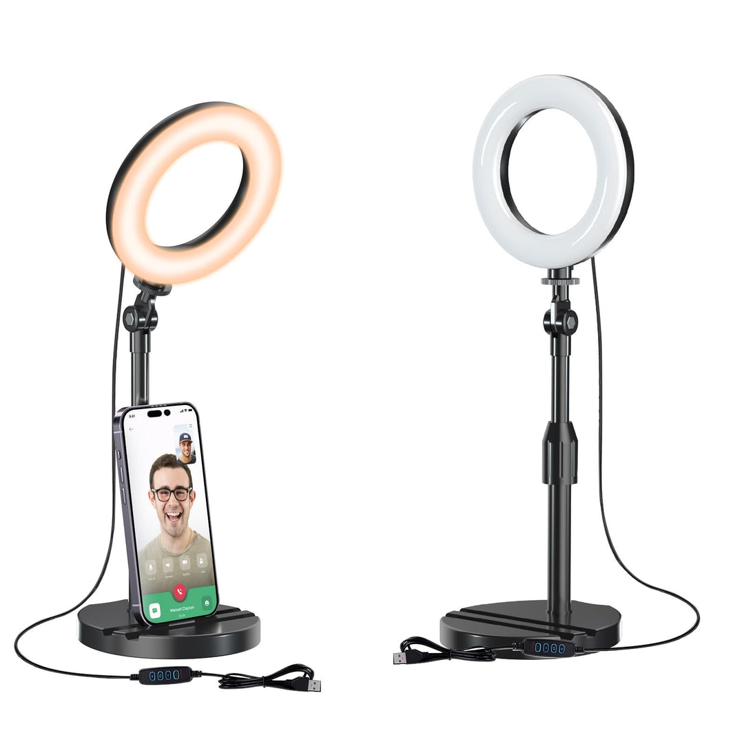Schreibtisch-Ringlicht mit Teleskop-Ständer, Reise-Desktop-Hola-Licht für Telefon, Selfie, Laptop, Z