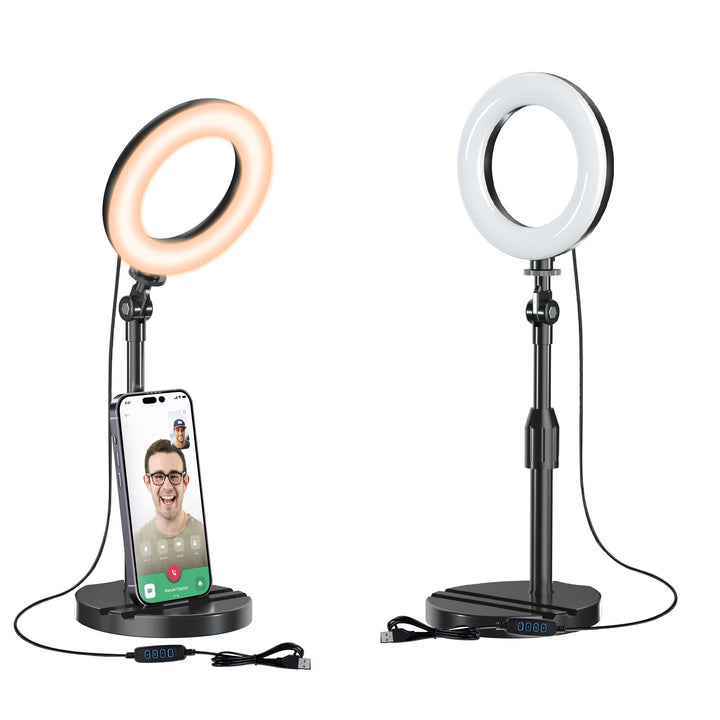 Schreibtisch-Ringlicht mit Teleskop-Ständer, Reise-Desktop-Hola-Licht für Telefon, Selfie, Laptop, Z