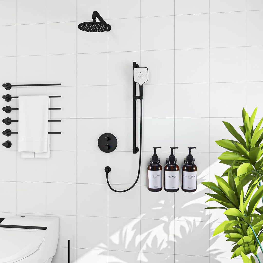 Shampoo und Conditioner Spender für Duschwand 3 Kammer, nachfüllbare Shampoo und Conditioner Flasche