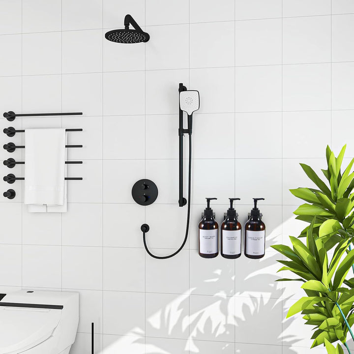 Shampoo und Conditioner Spender für Duschwand 3 Kammer, nachfüllbare Shampoo und Conditioner Flasche