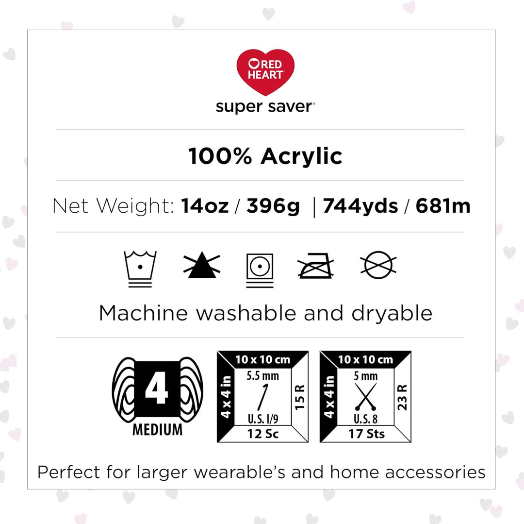 Red Heart E302C.0316P02 Super Saver Jumbo Garn, Acryl, Weiss (Soft White), 2 Count(Pack of 1) Weiss