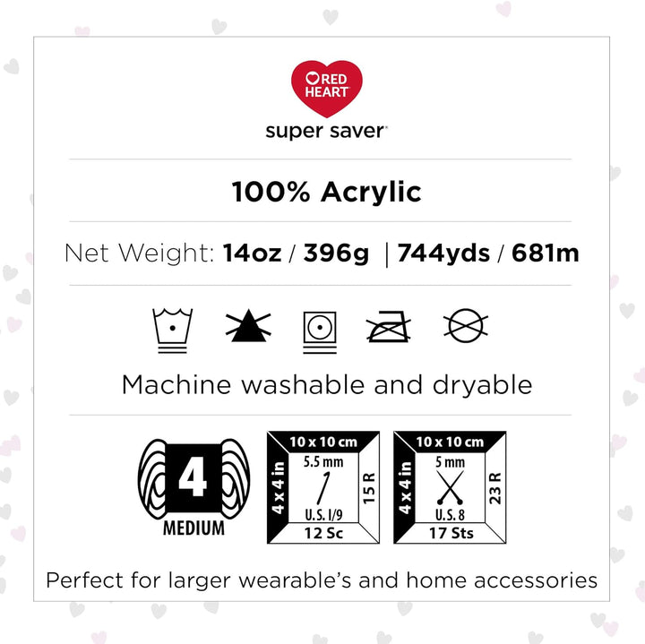 Red Heart E302C.0316P02 Super Saver Jumbo Garn, Acryl, Weiss (Soft White), 2 Count(Pack of 1) Weiss