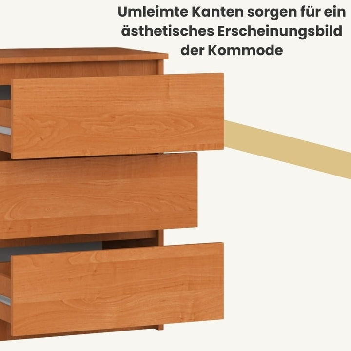 AKORD Kommode K60 mit 3 Schubladen | für das Wohnzimmer Schlafzimmer Schrank Büro Arbeitszimmer | Mo