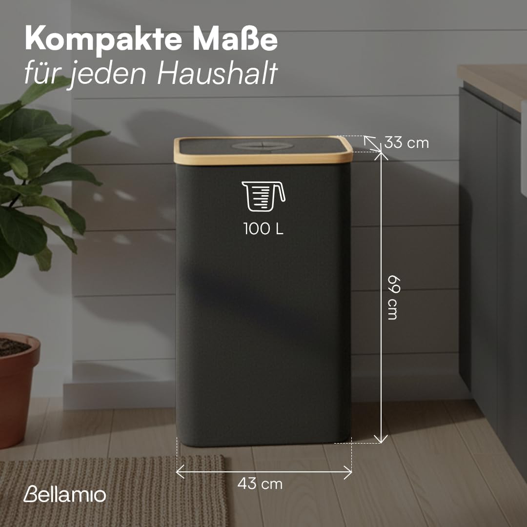 Bellamio Tolt Pfandflaschen Sammelbehälter 100L – Flaschensammler 1 Fach schwarz – Pfandsammler aus