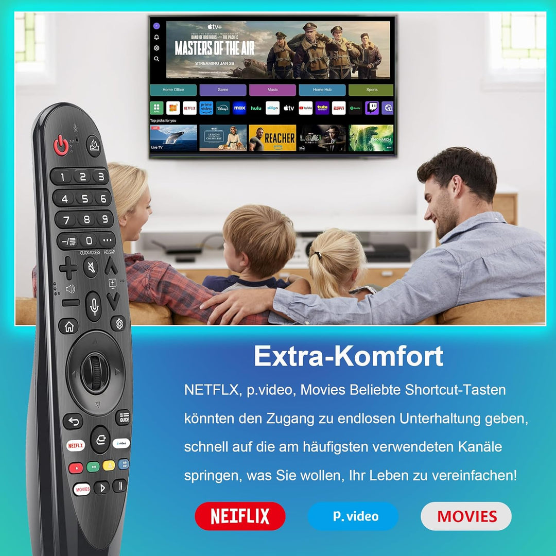 Ersatz für LG Magic Remote MR19BA/MR20GA mit Zeiger und Sprachfunktion Universalfernbedienung Kompat
