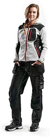 Blakläder Damen Strickjacke mit Softshell-Verstärkungen, 1 Stück, Grösse: XL, grau melange/schwarz,